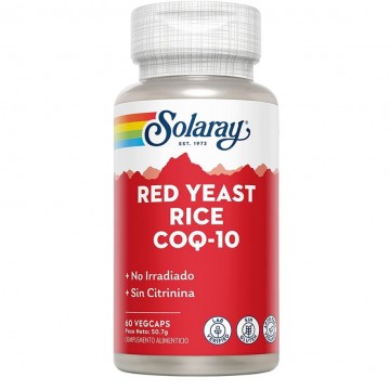 Red Yeast Rice CoQ-10 Colesterol SinGluten Vegan 60caps Solaray