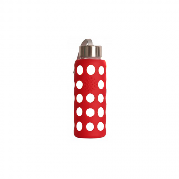BOTELLA BBO ROJA BOROSILICATO CON SILICONA 300 ml.  IRISANA