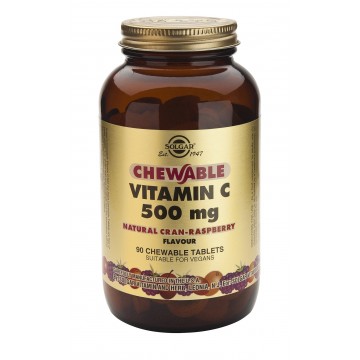 Vitamina-C Masticable sabor Frambuesa 500Mg Vegan 90comp Solgar