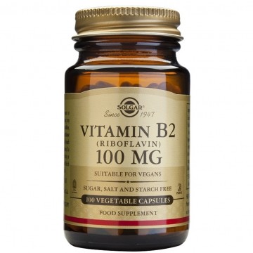 Vitamina-B2 100Mg Riboflavina SinGluten Vegan 100caps Solgar