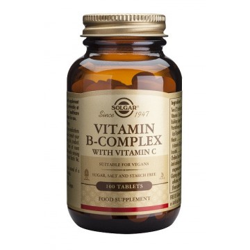 Vitamina-B Complex + Vitamina-C SinGluten Vegan 100caps Solgar