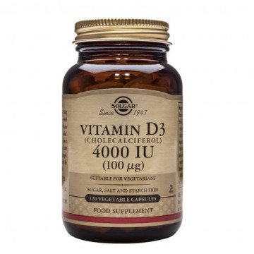 Vitamin D3 4000Ui SinGluten Vegan 120caps Solgar