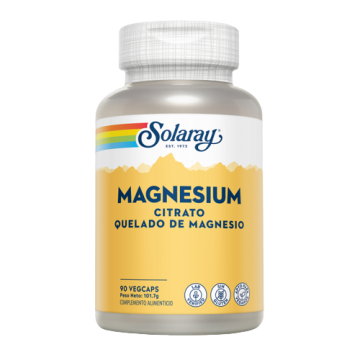 Magnesium Citrato Quelado de Magnesio SinGluten Vegan 90caps Solaray