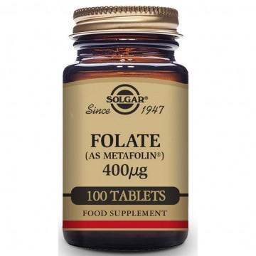 Folato como Metafolin 400Mcg SinGluten Vegan 100comp Solgar