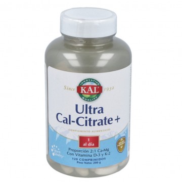 Ultra Cal Citratro K2 SinGluten 120comp Solaray