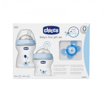 Set Regalo First Gift Naturalfeeling Color Azul 2 biberones + 1 chupete azul Chicco