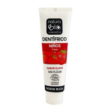 Dentifrico Niños Fresa con Stevia Sin Fluor SinGluten Eco Vegan 50ml Naturabio Cosmetics