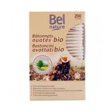 Bastoncillos 100% Algodon Bio 200uds Bel Nature