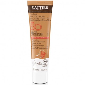 Crema Solar con Color SPF50 Cara y Escote Bio Vegan 40ml Cattier