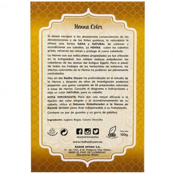 Henna Rubio Ceniza Polvo Eco Vegan 100g Radhe Shyam