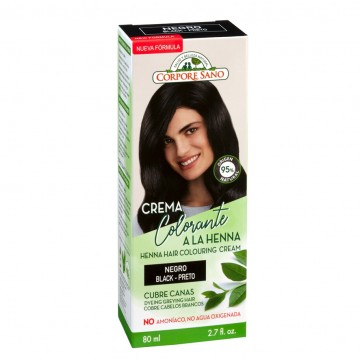 Crema Cubre Canas a La Henna Color Negro 80ml Corpore Sano