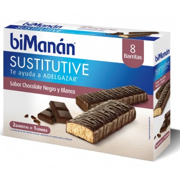 Barritas Sustitutivas Chocolate Negro y Blanco 16uds Bimanan