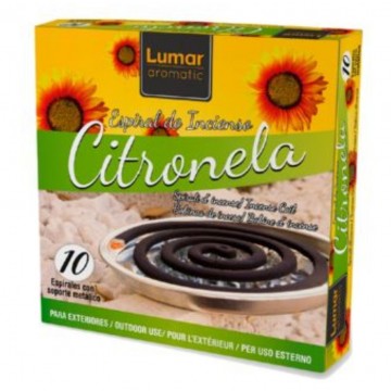 Incienso Citronela Espiral con Soporte 10 espirales Lumar