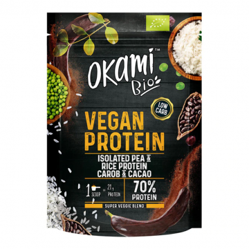 Proteina Guisante Cacao SinGluten Bio Vegan 500g Okami