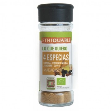 Mezcla 4 Especias Canela, Pimienta Negra, Jengibre y Clavo Eco 40g Ethiquable