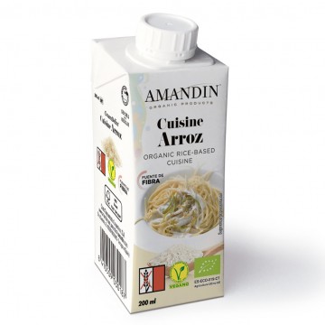 Crema Leche de Arroz para Cocinar SinGluten Eco Vegan 200ml Amandin