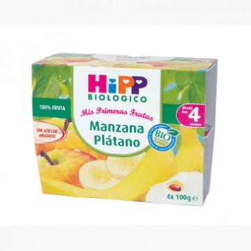 Potitos de Manzana y Platano +4M Bio 4x100g HIPP