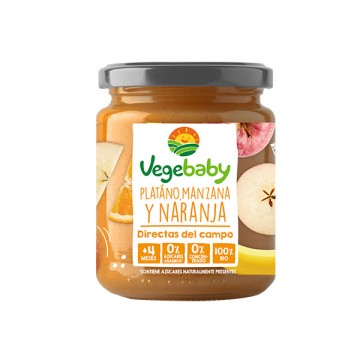 Potito Vegebaby Platano Manzana y Naranja SinGluten Bio 190g Vegebaby