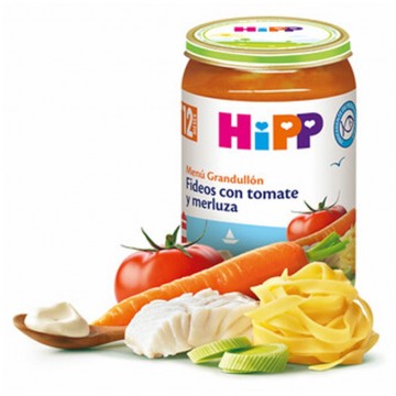 Potito de Fideos con Tomate y Merluza 12M Bio 250g HIPP