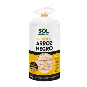 Tortitas de Arroz Negro y Curcuma SinGluten Bio 100g Solnatural