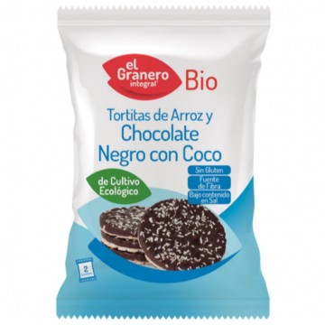 Tortitas de Arroz con Chocolate y Coco Monodosis SinGluten Bio Vegan 33g Biogra