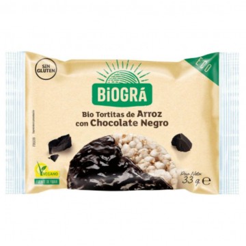 Tortitas de Arroz con Chocolate Negro Monodosis SinGluten Bio Vegan 33g Biogra