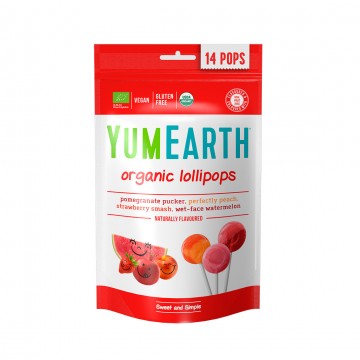 Piruletas de Frutas 4 sabores SinGluten Bio Vegan 14 Piruletas Yumearth