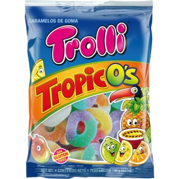 Golosinas Aros Tropicales SinGluten 12x100g Trolli