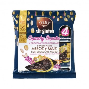 Crunchy Breaks Barritas de Arroz y Maiz con Chocolate Negro SinGluten Vegan 4x17g Diet-Radisson