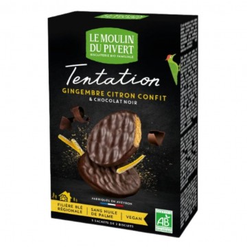 Galletas Tentacion Jengibre y Limon Bio Vegan 130g Le Moulin De Pivert