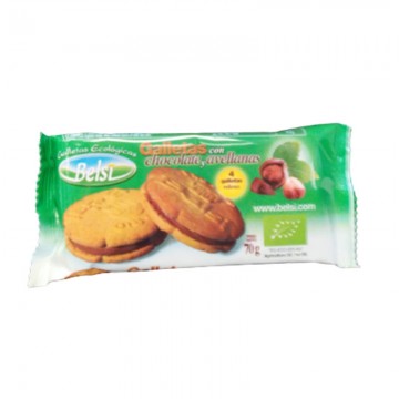 Galletas Rellenas de Chocolate y Avellanas Eco 60g Belsi