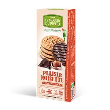 Galletas Placer de Chocolate Negro y Avellanas Bio 130g Le Moulin De Pivert