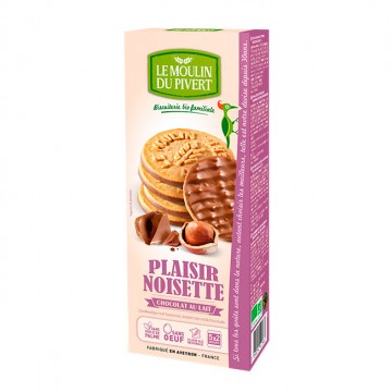 Galletas Placer de Chocolate con Leche y Avellanas Bio 130g Le Moulin De Pivert