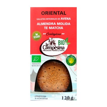 Galletas Oriental Integrales de Avena, Almendra Molida y Te Matcha Bio Vegan 120g La Campesina