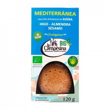 Galletas Mediterranea Integrales de Avena, Higo, Almendra y Sesamo Bio Vegan 120g La Campesina