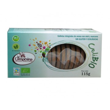 Galletas Integrales Avena Manzana y Miel Celibio SinGluten Eco 115g La Campesina