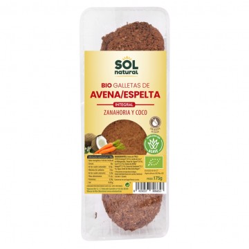 Galletas Espelta Avena Zanahoria y Coco Bio 11x175g Solnatural