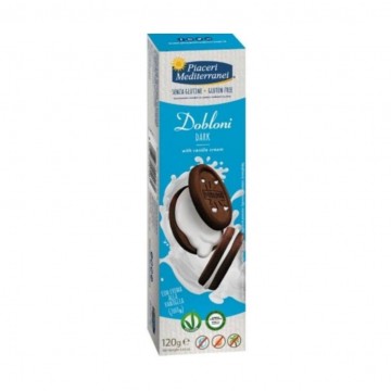 Galletas Dobloni Dark con Crema de Vainilla SinGluten Vegan 120g Piaceri Mediterranei