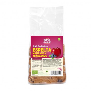 Galletas de Espelta con Manzana y Arandano Bio Vegan 175g Solnatural