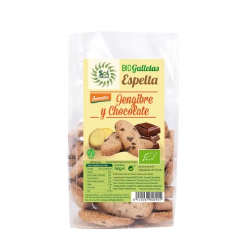 Galletas de Espelta con Jengibre y Chocolate Bio Vegan 150g Solnatural