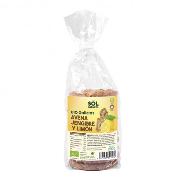 Galletas de Avena Jengibre y Limon Vegan 8x200g Solnatural