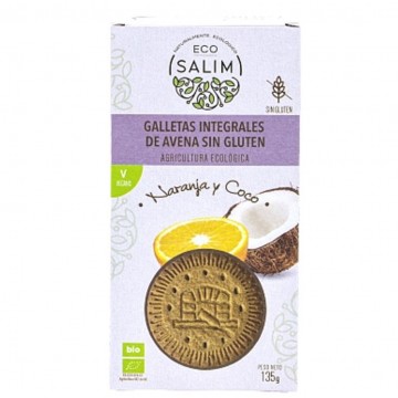 Galletas de Avena Integral Naranja y Coco SinGluten Eco Vegan 135g Eco-Salim