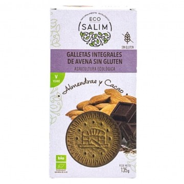 Galletas de Avena Integral Almendras y Cacao SinGluten Eco Vegan 135g Eco-Salim