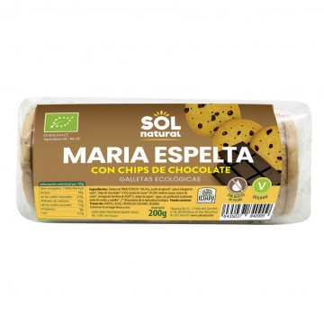 Galletas Bio Maria Espelta y Chips Chocolate Bio Vegan 200g Solnatural