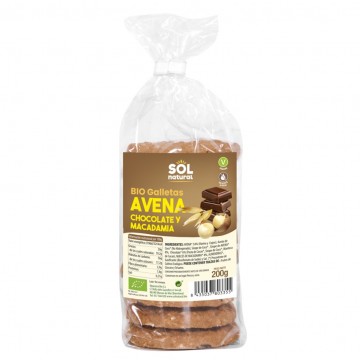 Galleta de Avena con Chocolate y Macadamia Bio 200g Solnatural