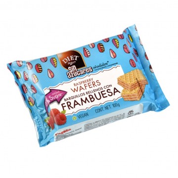 Barquillos Rellenos con Frambuesa Vegan 100g Diet-Radisson