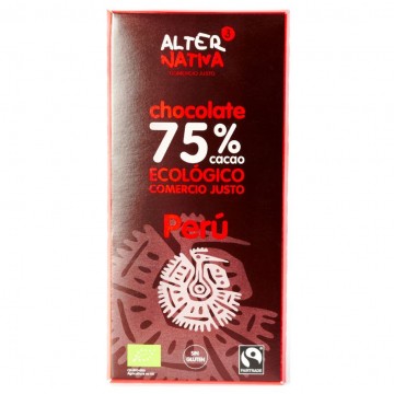 Chocolate 75% Cacao Peru SinGluten Bio Vegan 80g Alternativa3