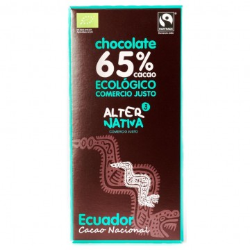 Chocolate 65% Cacao Ecuador SinGluten Bio Vegan 80g Alternativa3