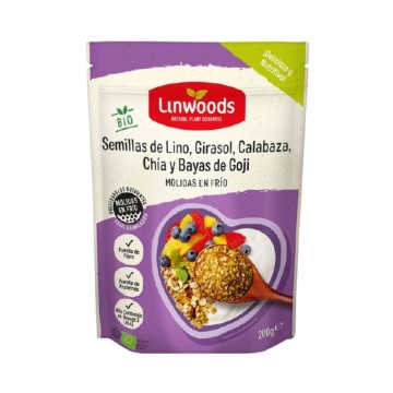 Semillas Lino Girasol Calabaza Sesamo y Bayas Goji Molidas SinGluten Vegan 200g Linwoods