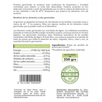 Semillas de Girasol Germinadas 250g Salud Viva